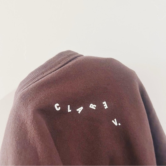 anthropologie | clare v. ciao sweatshirt in cocoa brown with cream ↷ - Picture 5 of 16